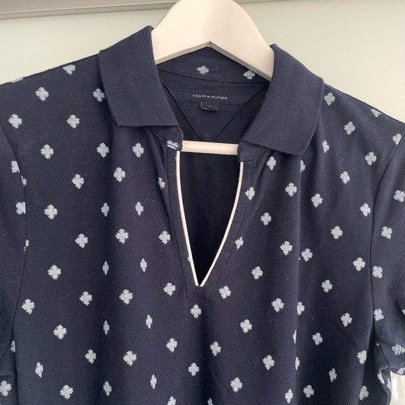 EUC, Tommy Hilfiger Women’s Short Sleeve, Tie Waist Navy Collared Shirt Dress M - Picture 5 of 12